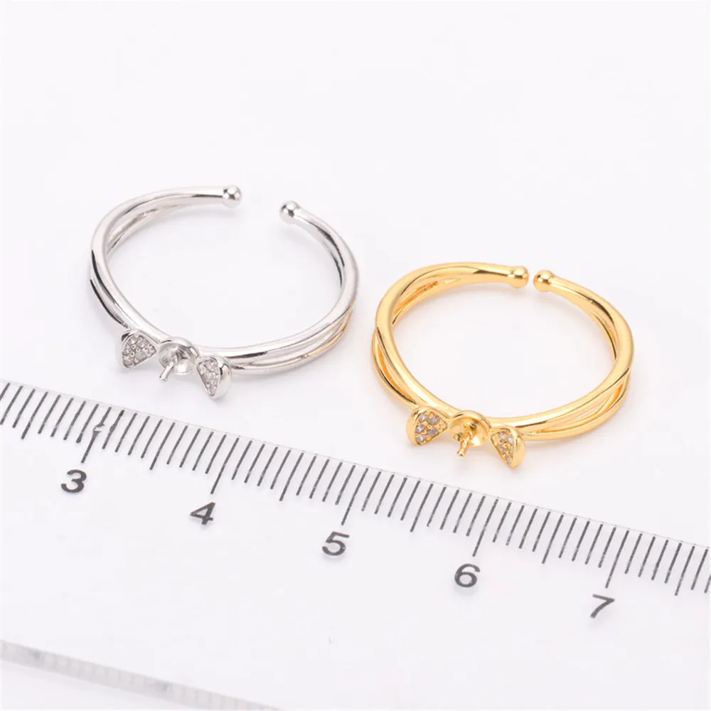 

Fashion Rings Resizable Design Rings Base 925 Sterling Silver Pearl Rings Settings Women DIY Pearl Rings Accessory No Pearl