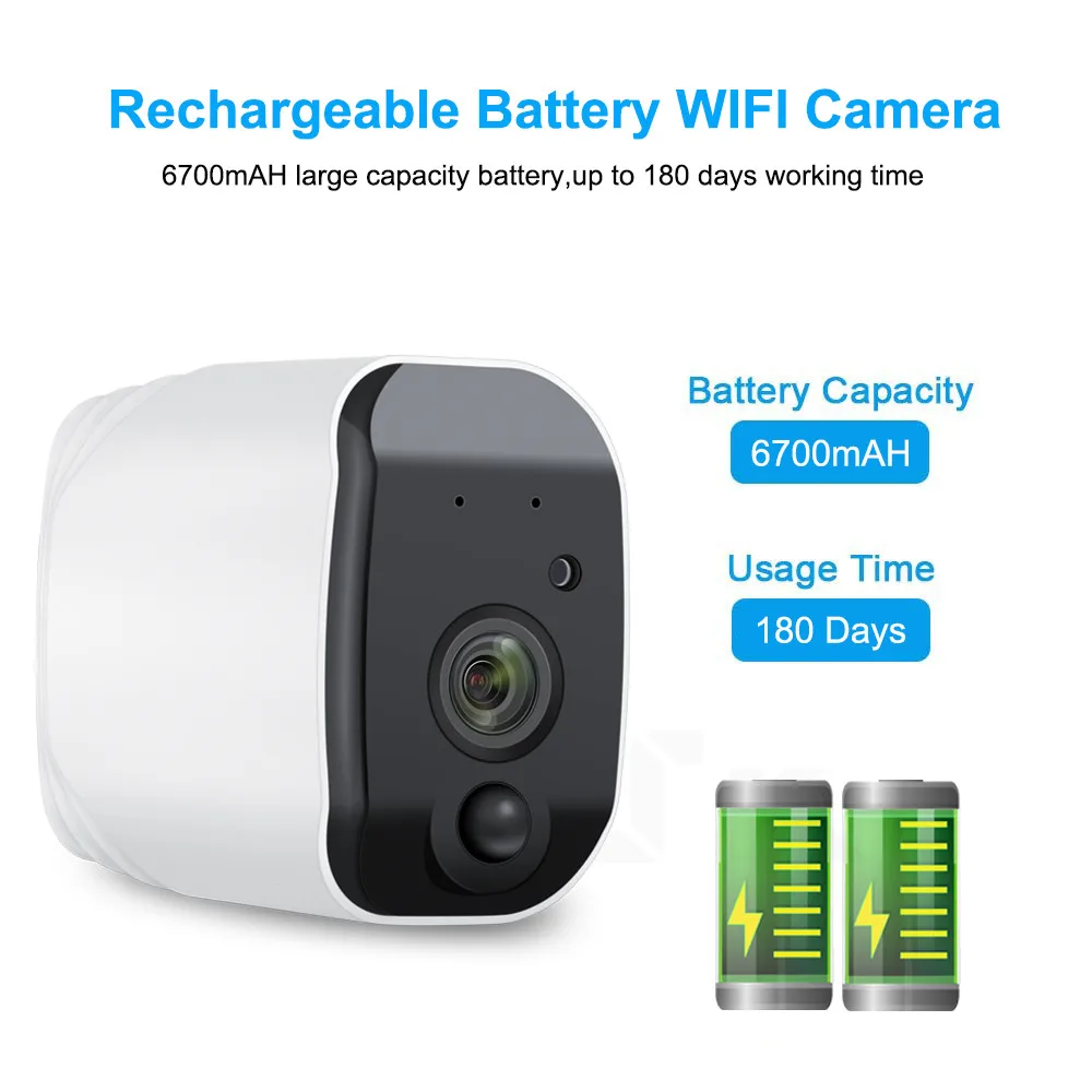 1080P Wi-Fi камера с питанием от батареи 2.0MP HD уличная Беспроводная ip-камера безопасности наблюдения Всепогодная PIR сигнализация запись аудио