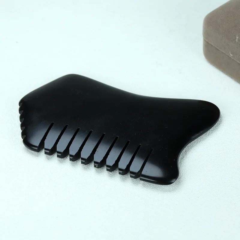 

Natural Bian Stone Gua Sha Scraper Comb Shape Guasha Board Head Body Meridian Scraping Muscle Relaxation Handle Massage Tool