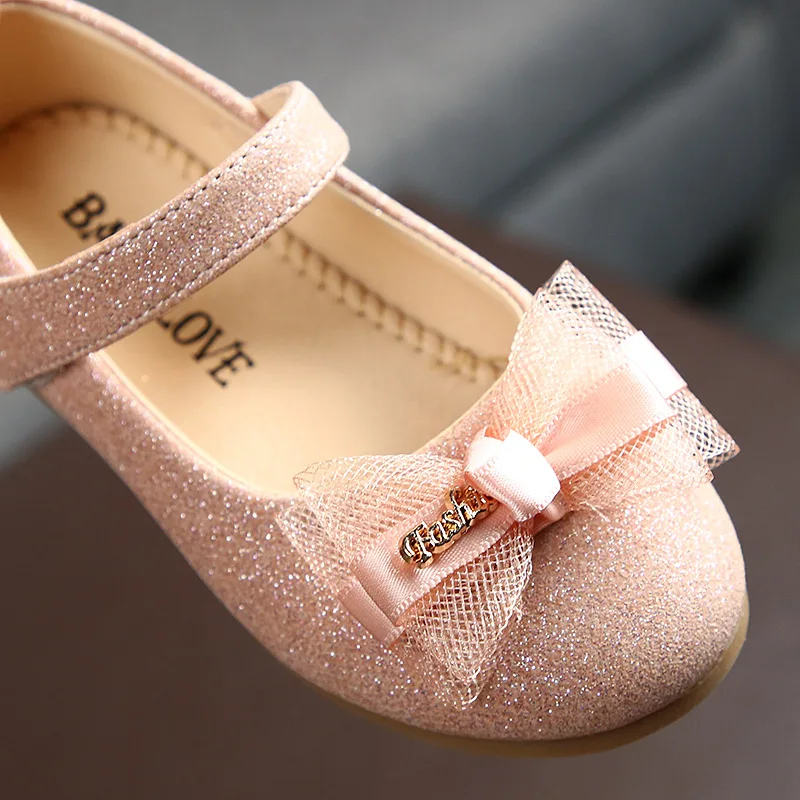 

Children Dress Shoes Glitter Leather With Bow-knot For Toddlers Girls Lace Butterfly-knot Kids Mary Janes Flats Chic Elegant Hot