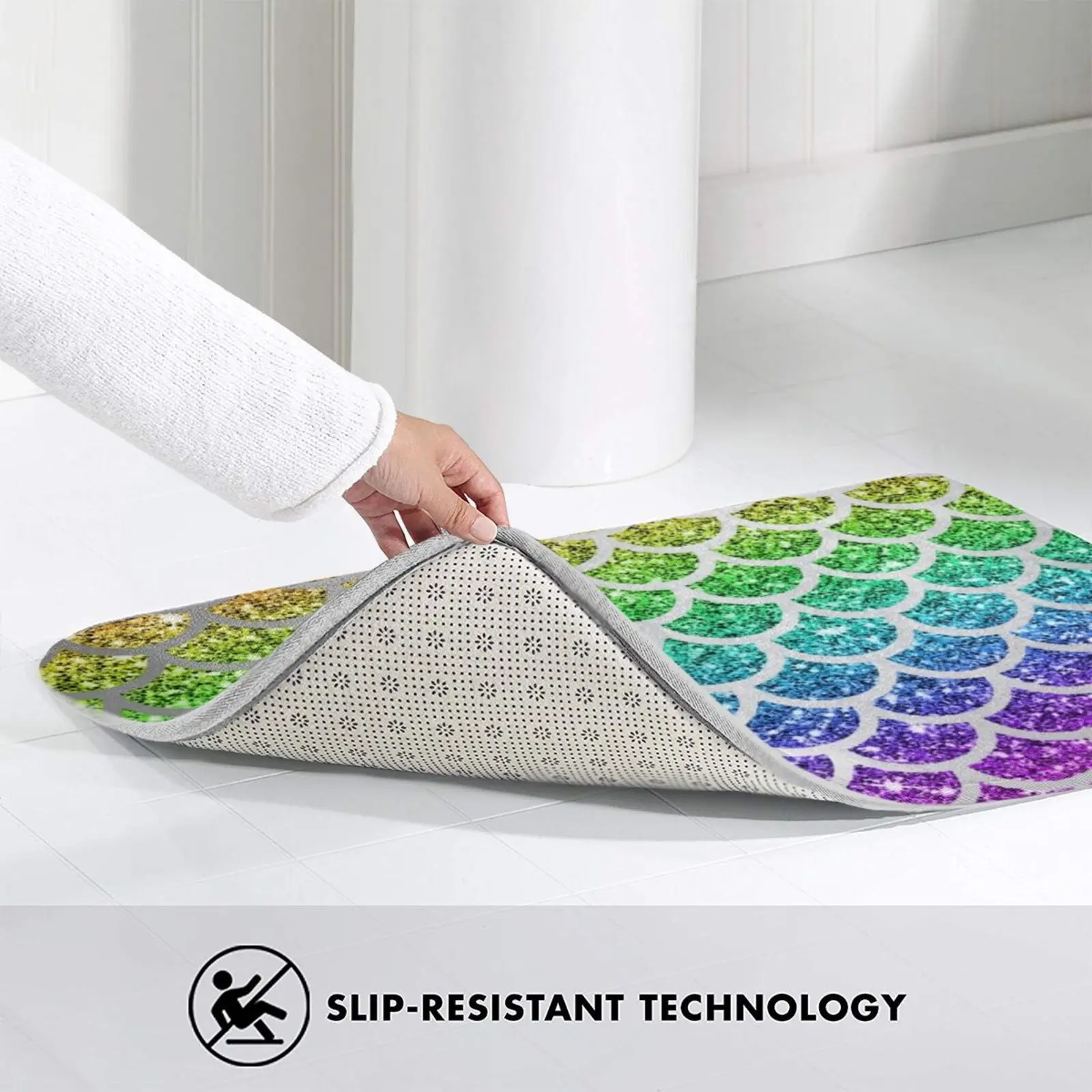 Блестящие радужные блестящие чешуи русалки коврик подушка мягкая Нескользящая