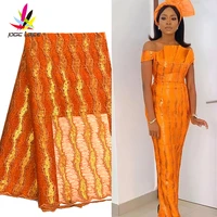 new arrival african lace fabric 2020 high quality french golde mesh orange sequins nigerian lace fabrics for women xz2635b