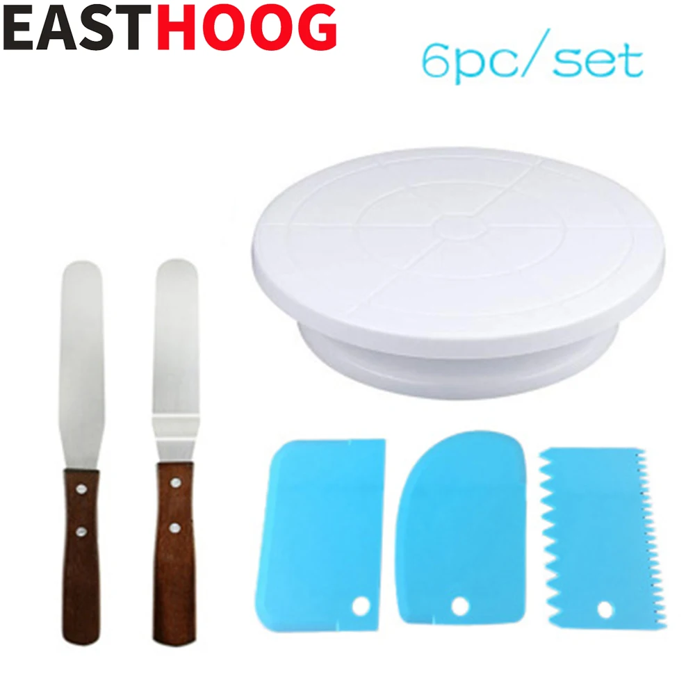 

6 шт./компл. DIY вращающиеся торты из нержавеющей стали шпатели пластиковые скребки инструменты для украшения торта Кондитерские принадлежно...