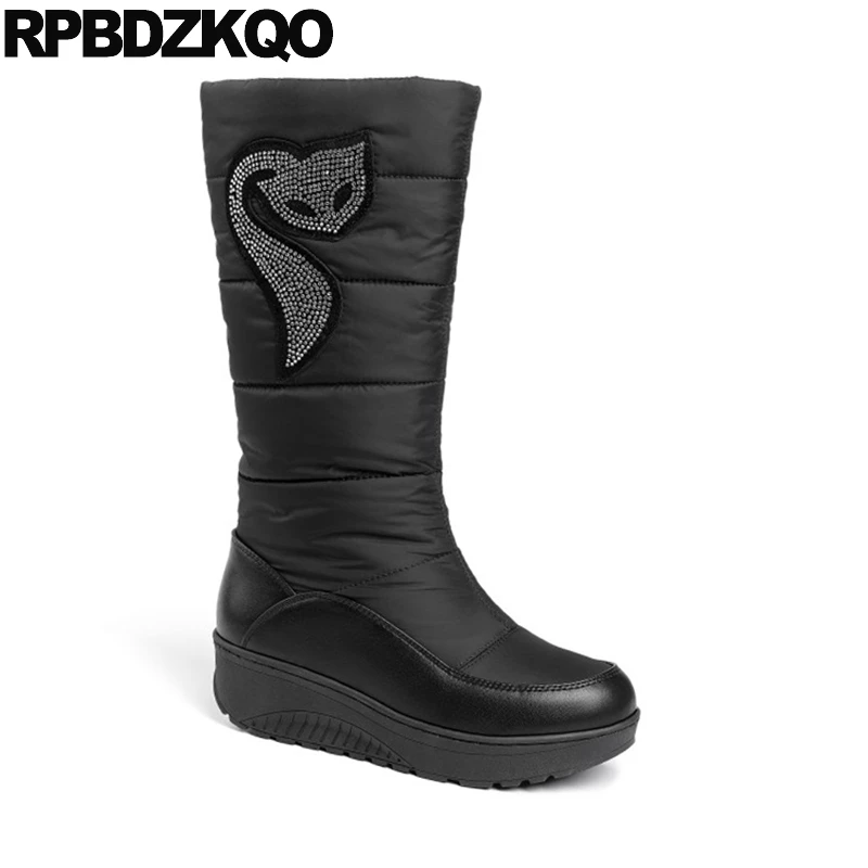 Женские Водонепроницаемые Сапоги до колена коричневые сапоги на танкетке с