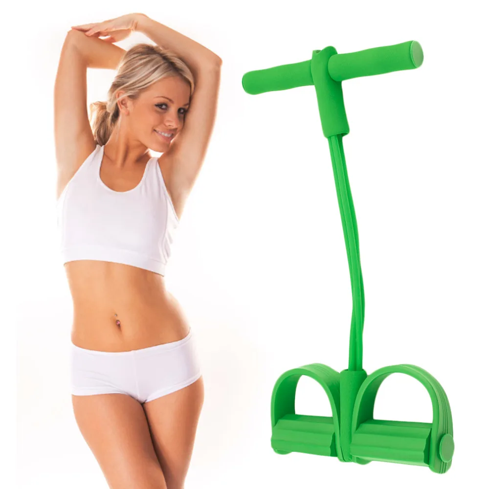 Фитнес резинка 4 трубки Эспандеры латексный Педальный Тренажер сидячий эспандер