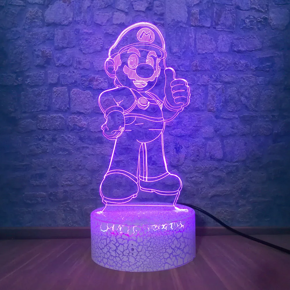 Супер Марио 3D USB сенсорный светодиодный детский ночной Светильник мультяшная