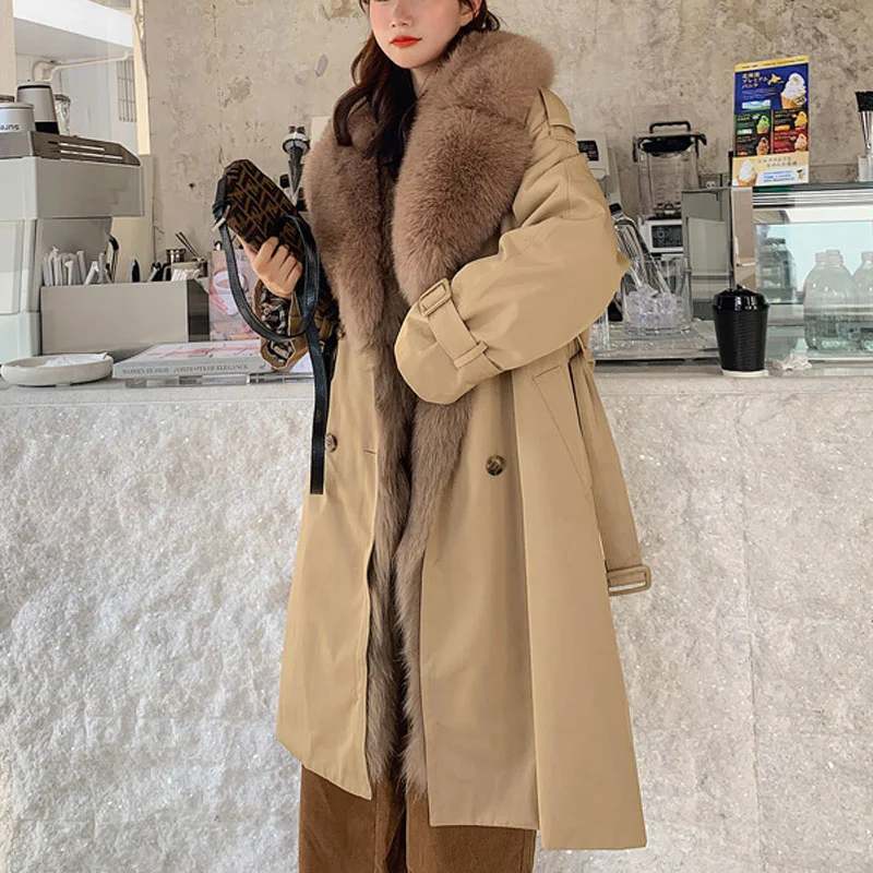 

SHZQ Parka Real Fur Winter Coat Women New Arrival Oversized Fox Collar Thick Warm Jacket Lady Natural Rex Rabbit Linner Fn005