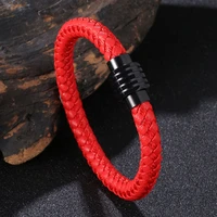 red braided leather bracelet women men friend bangles fashion jewelry gifts