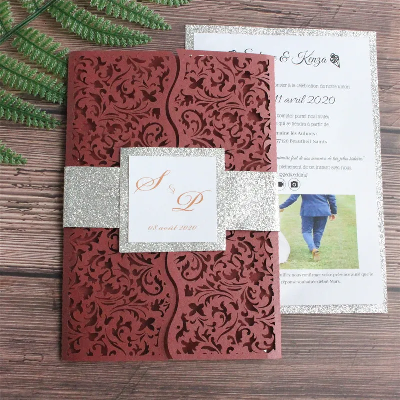 Элегантные свадебные приглашения цвета слоновой кости лазерная резка цветочный