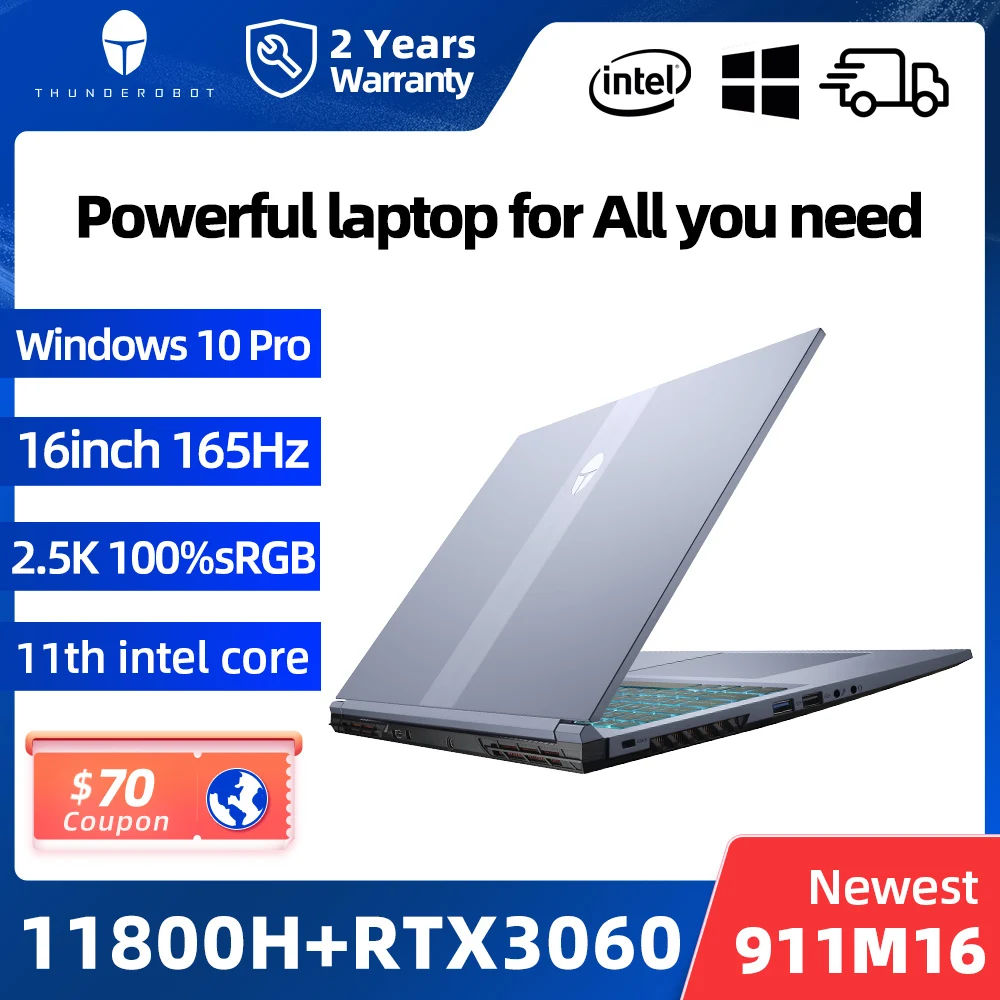 911M16 RTX3060 i7-11800H Gaming Laptop 165Hz 16'' inch 2.5K 100%sRGB Windows 10 pro Notebook Computer Laptops 2 Years Warranty