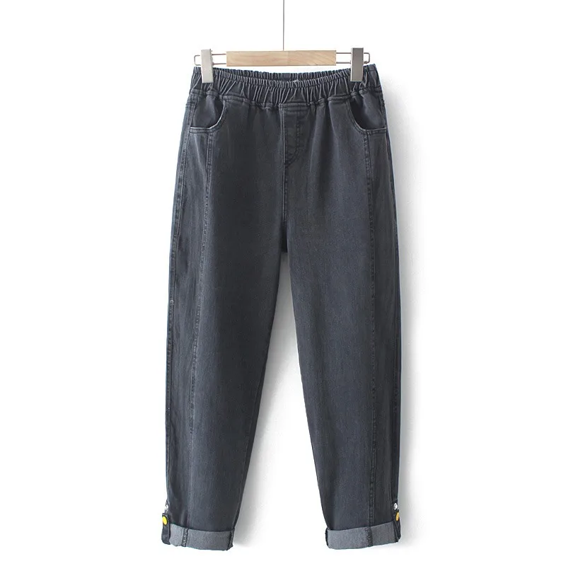 

Women Cotton Jeans High Waist Stretch Straight Denim Trousers 2021 Blue Retro Washed Fashion Sexy Elastic Waist Pants Oversize
