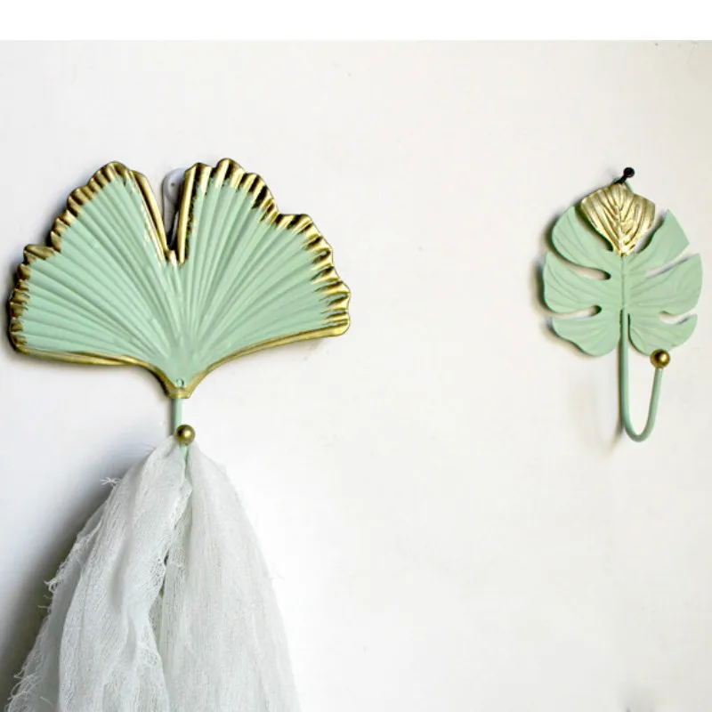 Роскошные Настенные крючки в скандинавском стиле с золотыми листьями для