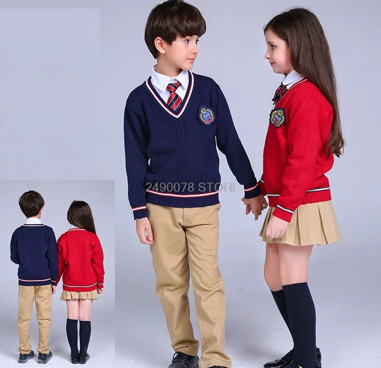 School Boys Girls Knitwear Sweater Teenager Kids Autumn Winter Cardigan Knitted Toddler Child Performance Dress 3-14Year | Детская