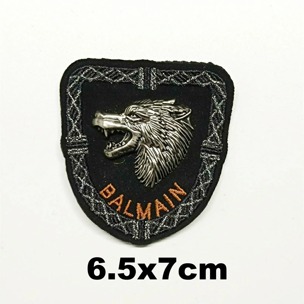 

Garment accessory embroidery metal wolf letter embroideried patches for clothing PA-3197