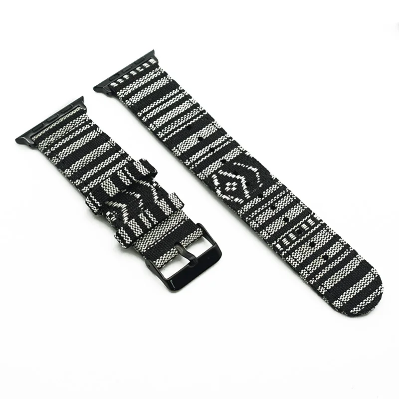Black Buckle 9 Национальный тканевый ремешок для Apple Watch 38 мм 44 мм iWatch 4 ремешок 40 мм 42 мм спортивный ремешок Apple Watch 5 4 3 2 аксессуары - Цвет ремешка: Black Buckle 9