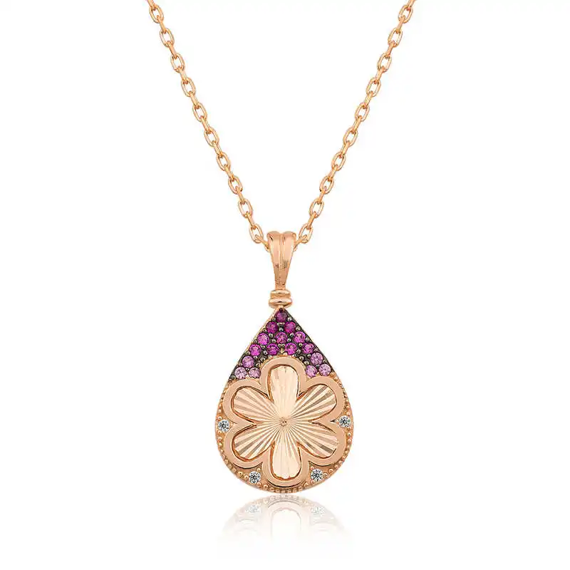 

Серебряное женское ожерелье Silverlina с цветком в виде капли