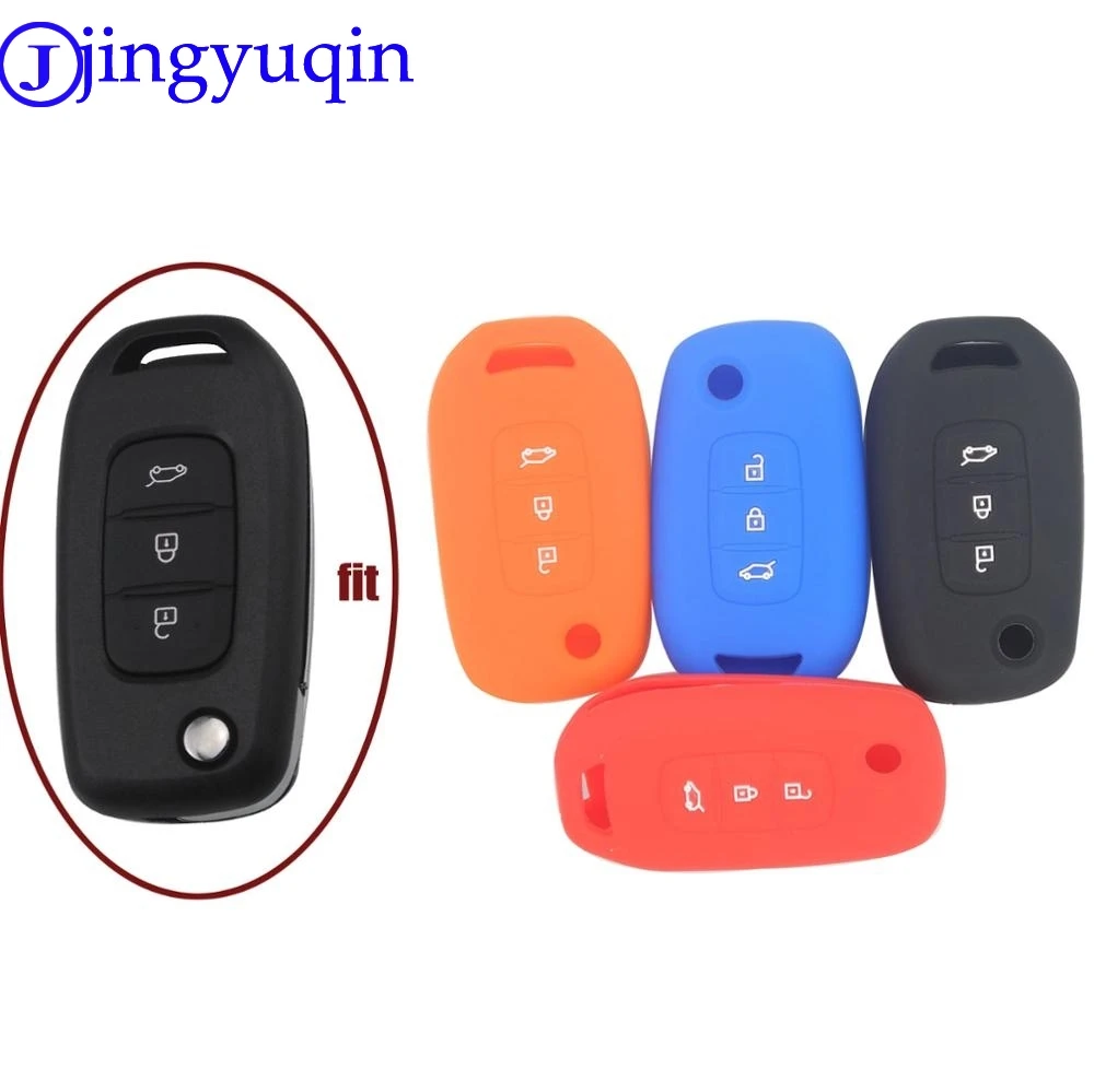

Jingyuqin силиконовый чехол для автомобильного ключа с дистанционным управлением чехол для Renault Megane 3 кнопки защитный держатель аксессуары