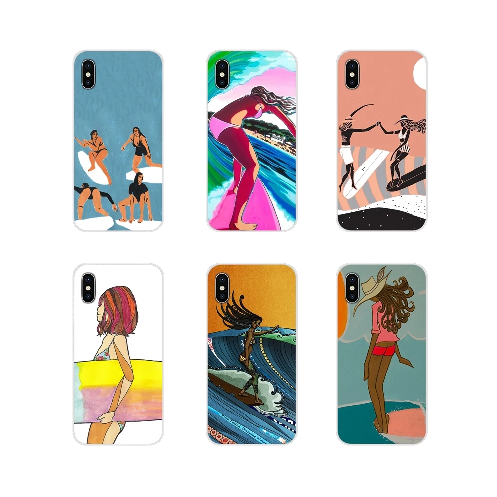Аксессуары чехлы для телефонов серфинга девочек Apple iPhone X XR XS 11Pro MAX 4S 5S 5C SE 6S 7 8 Plus ipod