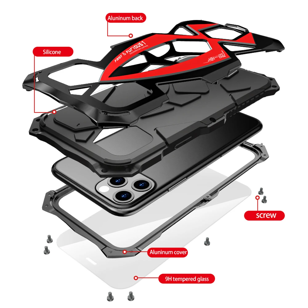 Чехол для iPhone 11 Pro XS Max XR металлический армированный чехол LUPHIE Rosdster крутой