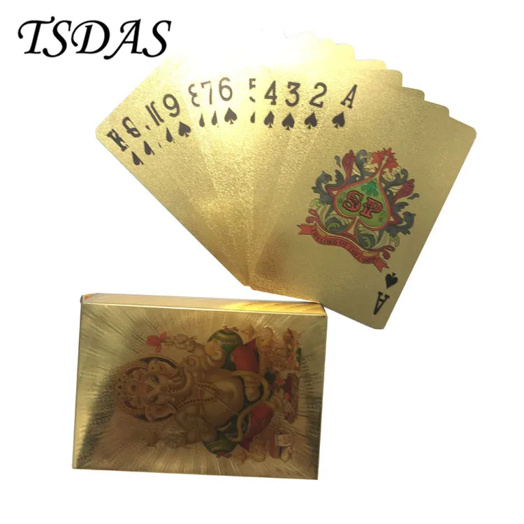 Набор покерных карт из золотой фольги цветные пластиковые игральные карты в