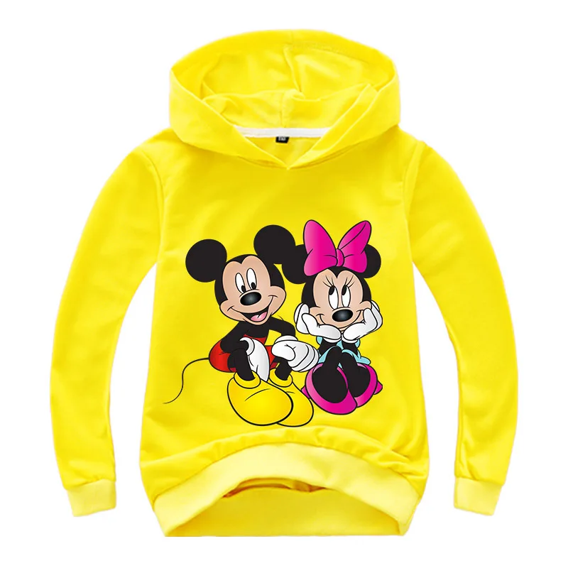 Толстовки с капюшоном принтом Микки и Минни для мальчиков девочек осенне-зимняя