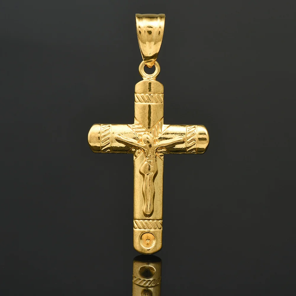 14k золото классический инри Христианский крест кулон Премиум Медный