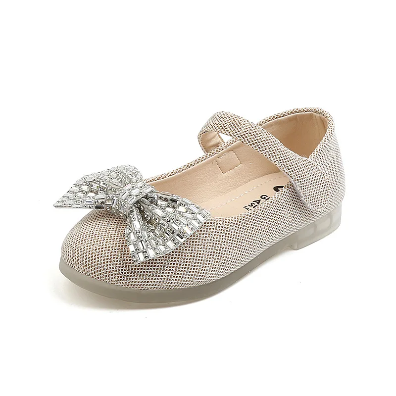 

2021 Luxury Designer Shoes for Girls Kids Rhinestone Princess Mary Janes Shoes Bow Soft Bottom Children Dace Shoes Girls D11073