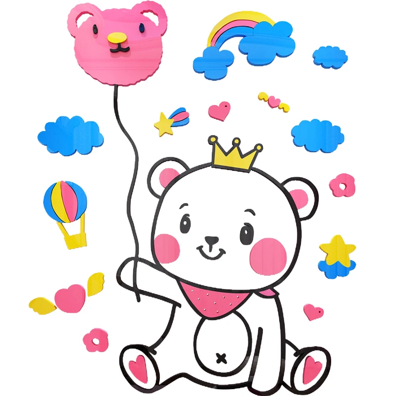 

WS194 Cubs cartoon wall stickers 3d children's room stickers creative girls bedroom bedside wall acrylic decoration