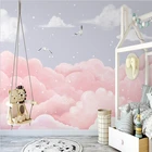 Пользовательские Мультяшные обои beibehang с облаками для украшения детской комнаты розовые фото фрески обои для гостиной ТВ фон