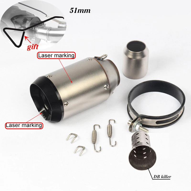 Выхлопная труба для мотоцикла, 51 мм/60 мм, выхлопная труба из углеродного волокна с глушителем DB, выхлопная труба для мотоцикла для RC390 CBR650F Z900