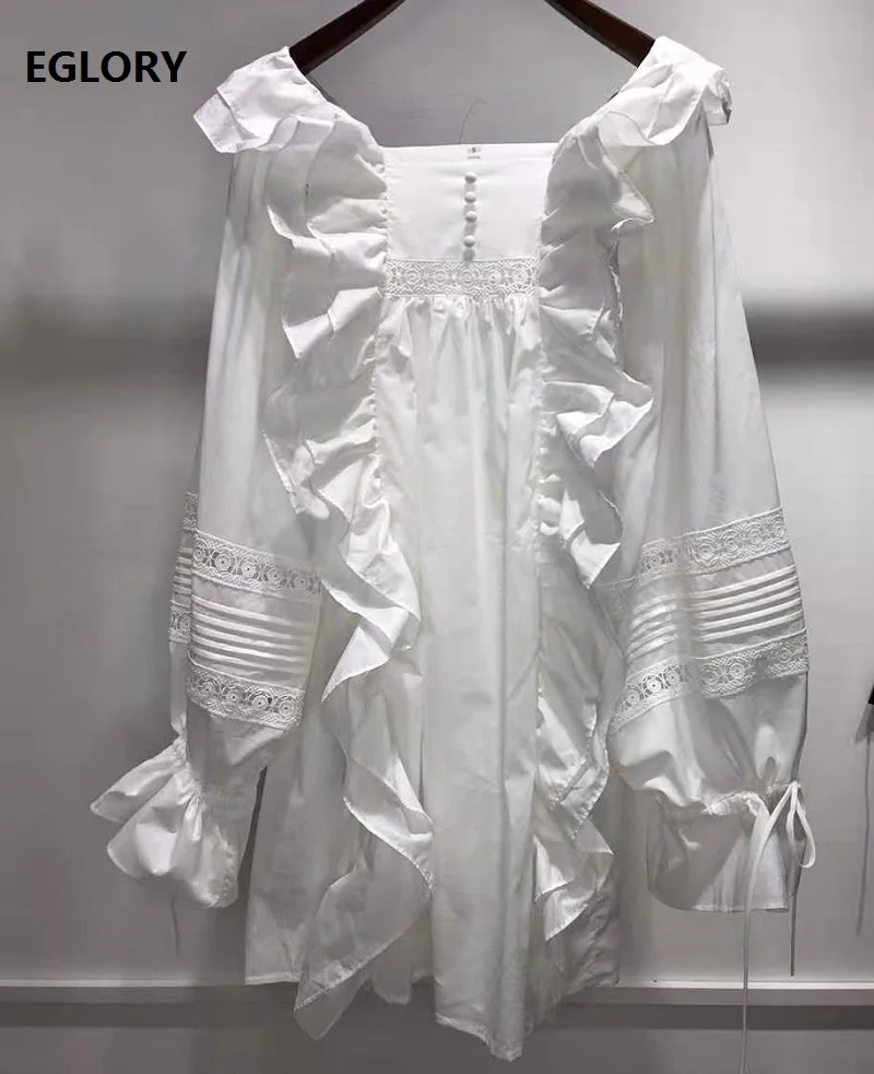 Женское ажурное платье с цветочным принтом кружевное свободное квадратным