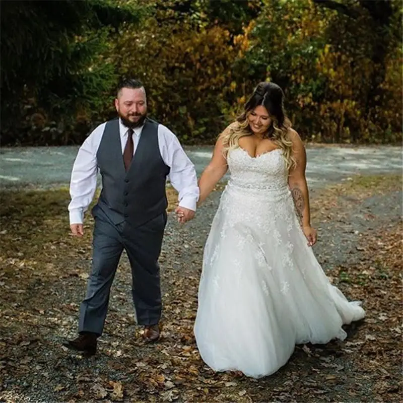 

Классические тюлевые Свадебные платья милой, кружевные аппликации, а-силуэт, белые простые свадебные платья, свадебные платья, женское плат...