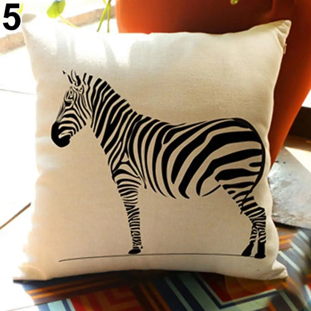 

Throw Pillow Case Sofa Waist Cushion Cover Zebra Print Pillowcase Home Decor