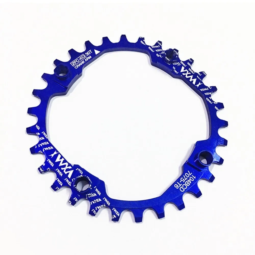 Blue Велосипедная Звездочка Crank 30T 104BCD 30t велосипедная круглая узкая широкая 7075-t6 MTB велосипедная Звездочка круг шатунная пластина звездочка - Цвет: Blue