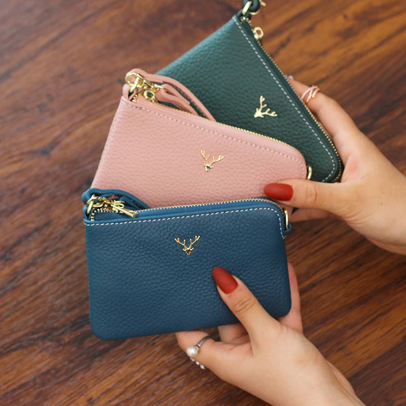 Women Small Purses Woman Short Leather Ladies Wallets Zipper Purse Money Bag with Key Chain Card Slots Mini Coin Pocket | Багаж и сумки