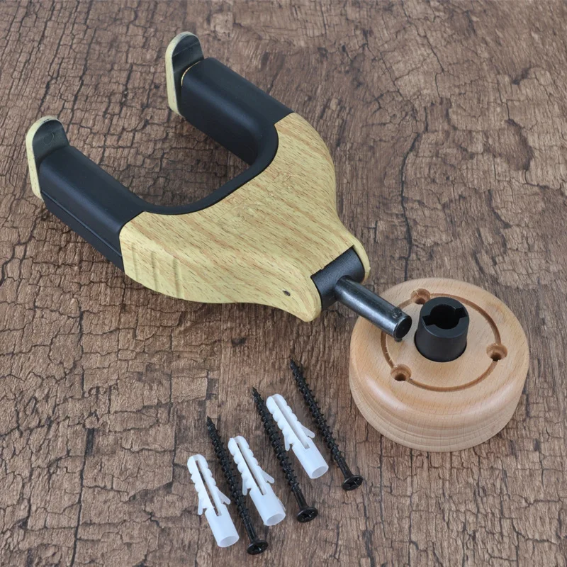 

2pcs Two Color Wall Mount Guitar Hanger Hook Acoustic Guitar Holder Keeper Auto Lock With Solid Wood Base Electric Guitar Bass
