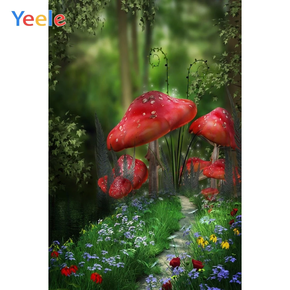 Сказочный Виниловый фон для фотосъемки сказочный лес грибы цветы Фотофон