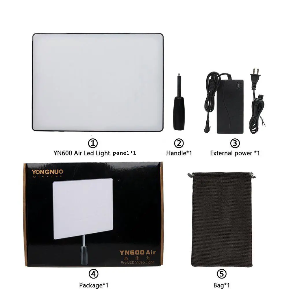 

YONGNUO YN-600 Air YN600 Air Ultra Thin LED Camera Video Light 5500K for Canon Nikon Pentax Olympas Samsung DSLR Camcorder