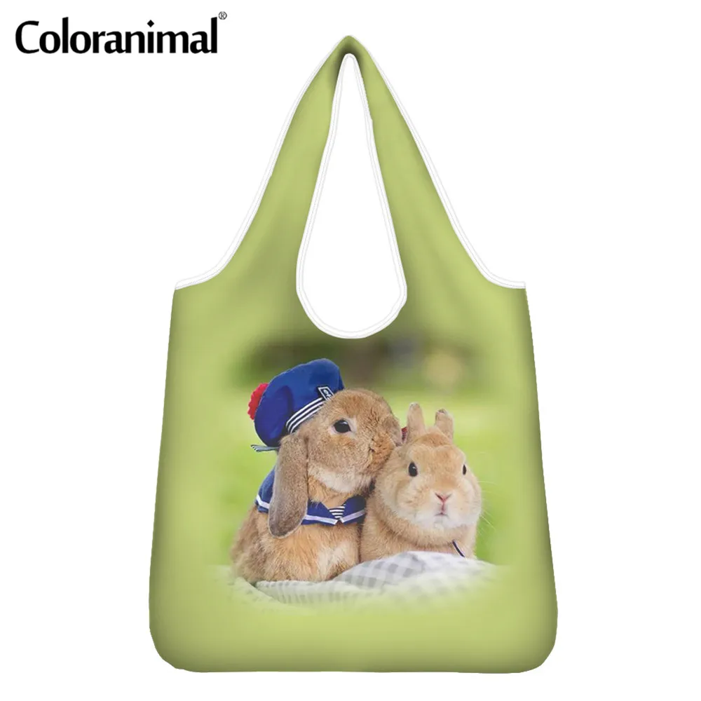 

Coloranimal Lovely Bunny 3D Printed Women Shopper Bag Lady Eco-Friendly Bag Large Storage Foldable Female Grocery Bag Bolsa Hot