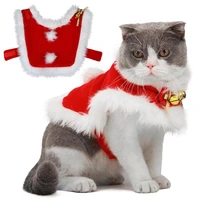 christmas pet clothes for dogs xmas santa cat costume warm cat cape cloak velvet puppy cape kitten small dog apparel