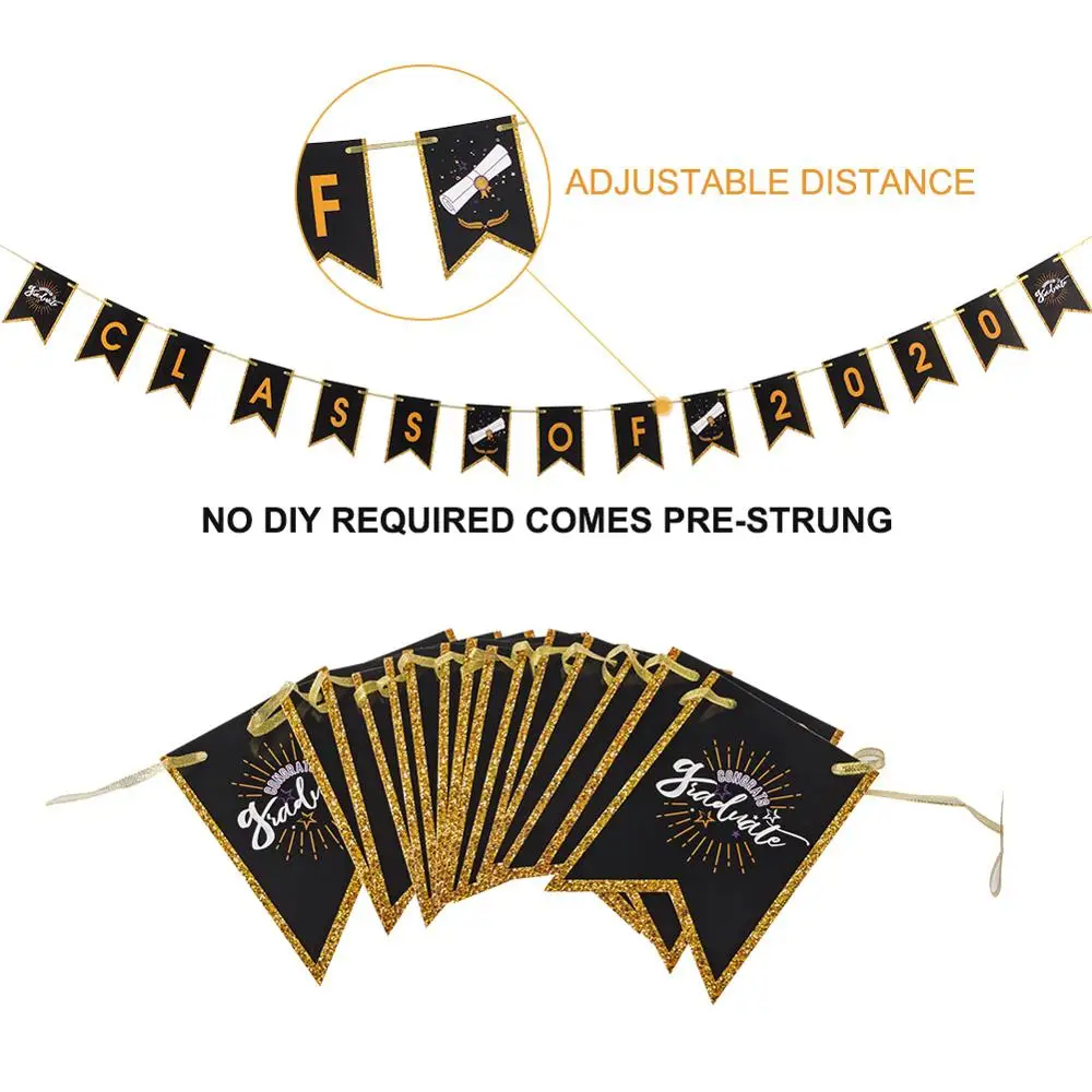 12 шт. черно золотые украшения для выпусквечерние торта поздравления класс 2020