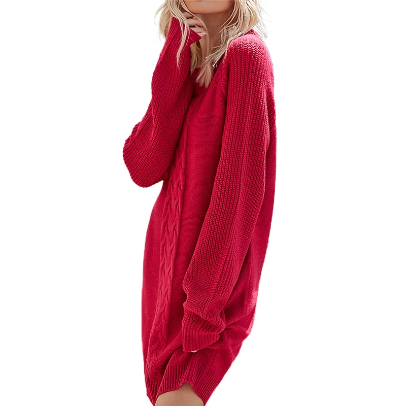 

LUOYIYANG Autumn Winter Sweater Dress for Women's Fashion Casual Long-sleeved Solid Color Loose Women's Dress Elegant Clothes