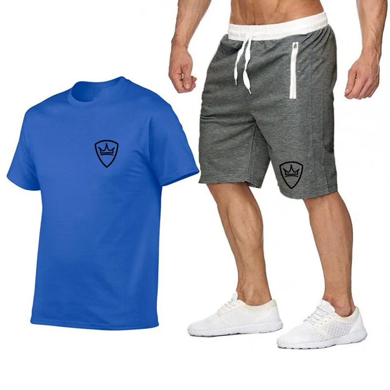 Комплект мужской спортивной одежды с коротким рукавом спортивный костюм для