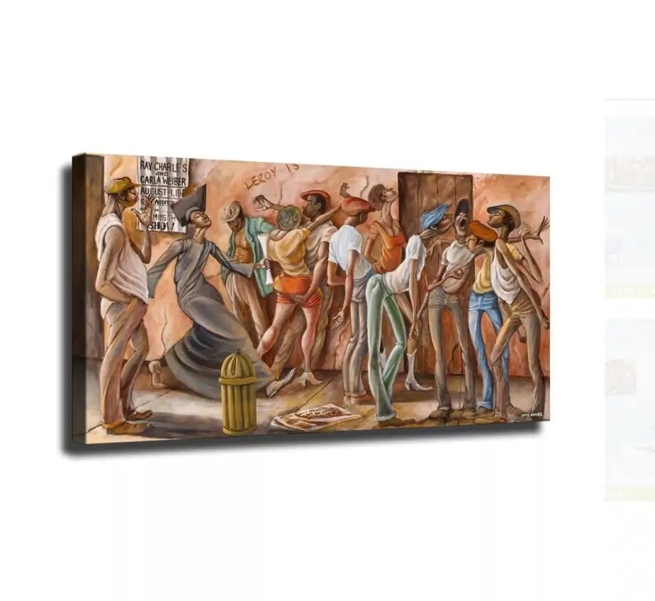 

Ernie Barnes Sidewalk Scene with Graduate HD Canvas Print Home Decor Paintings Wall Art Pictures