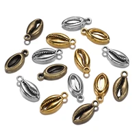 20pcslot metal plated antique gold color cowrie conch shells charm pendant necklaces bracelet for diy jewelry makings supplies