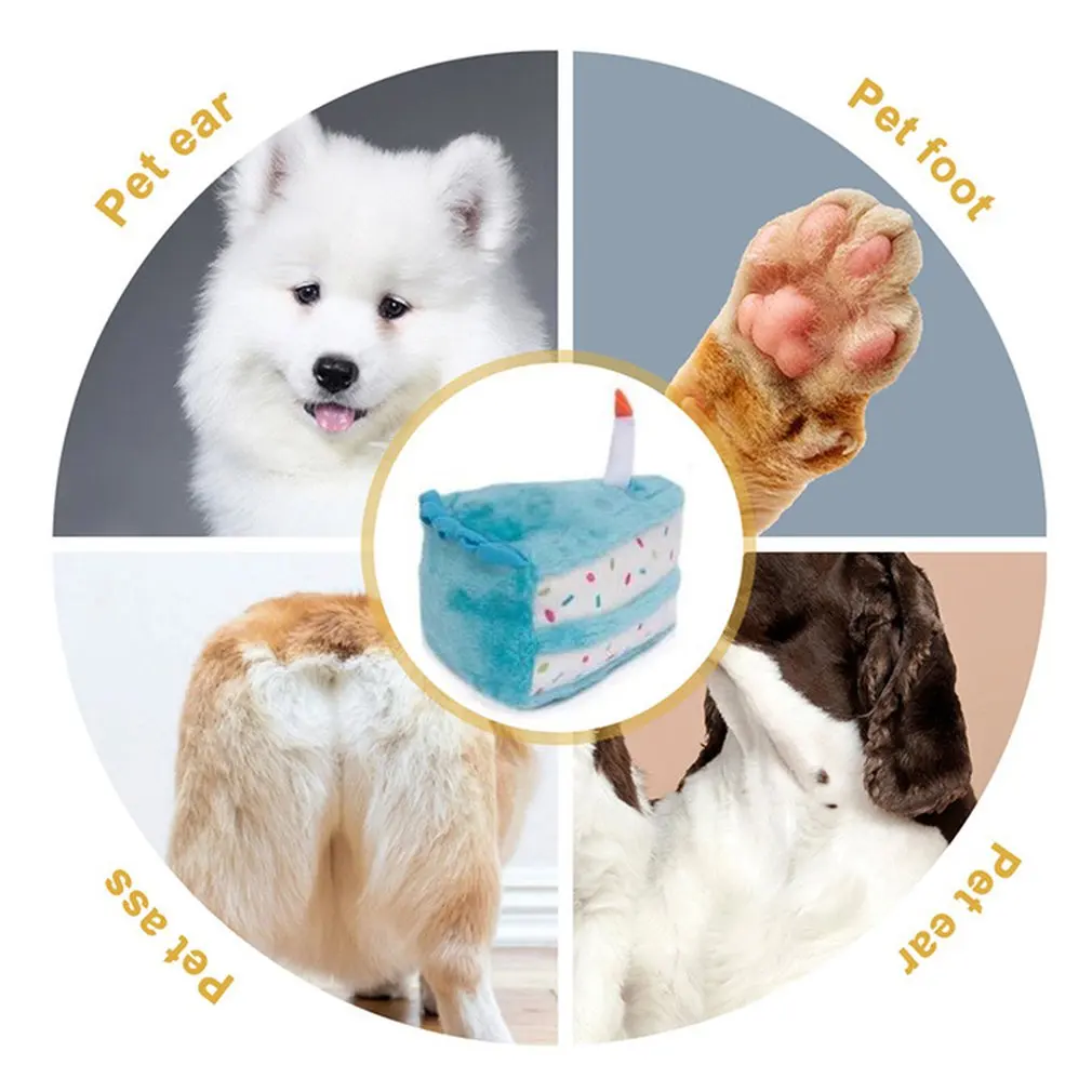 

Creative Pet Plush Toy Dog Birthday Cake Plush Toy Cats Puppies Dogs Interactive Play Birthday Cake Toy