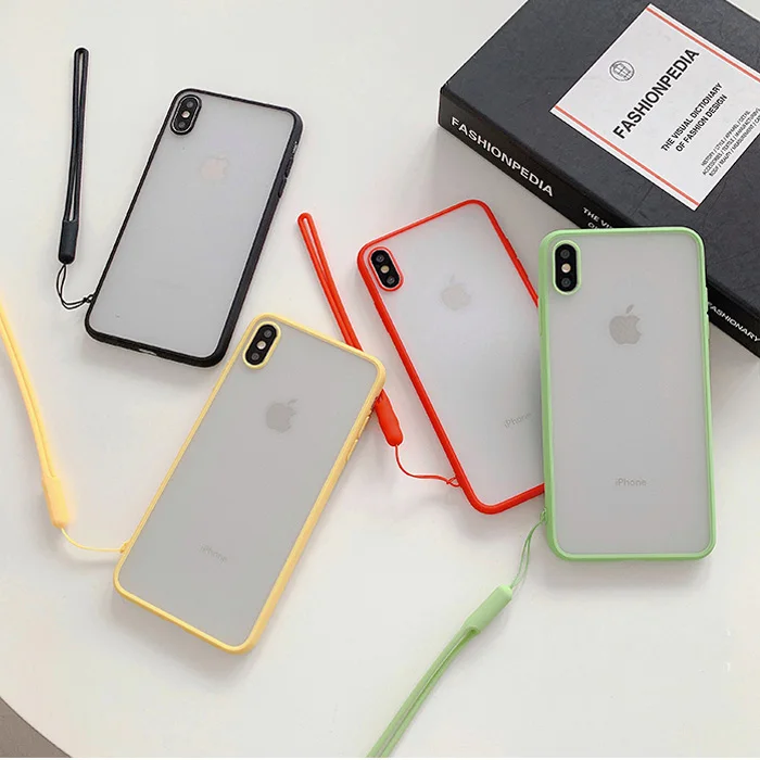 Отсутствие Карамельный цвет матовый пара чехол для iphone X XS Max XR Чехлы для iphone 7 8 6 6S P lus крышка с ремешок для запястья