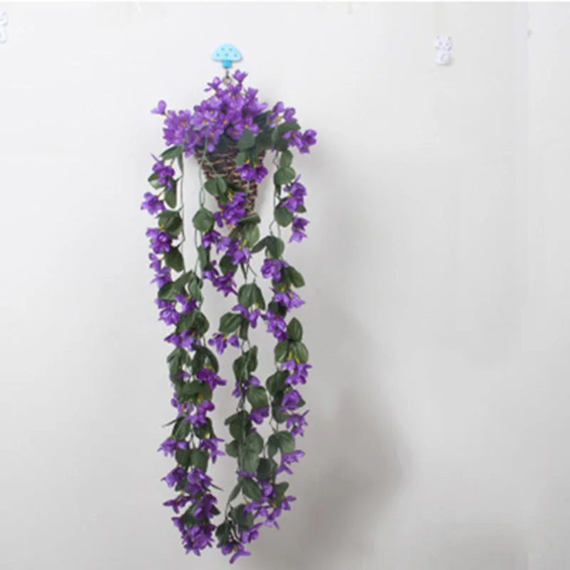Four-petal bouquet Новое Фиолетовое искусственное цветочное украшение имитация настенная корзинка Цветок Орхидея, цветы из шелка длинная лоза - Цвет: Four-petal bouquet