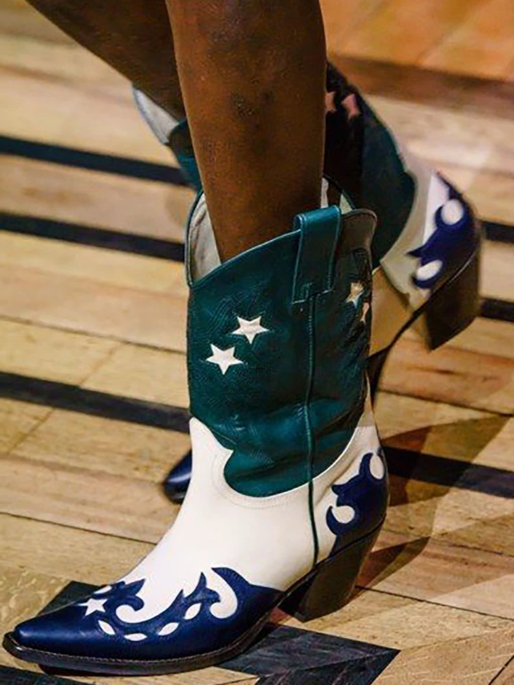 Женские Модельные ботильоны без шнуровки Лоскутные ботинки с острым носком и