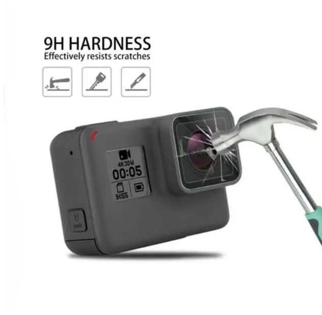 2 шт./компл. закаленное стекло для GoPro Hero 5 6 7 Hero5 Hero6 Hero7 черный объектив камеры LCD